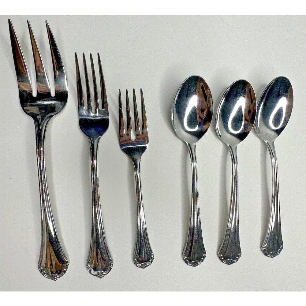 Gibson Scallop Stainless Flatware Replacement 6 Pc Fork Spoon‎ Serving
